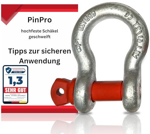 PinPro 2 grillete rizado con perno de ojo, capacidad de carga de 0,33 a 6,5 t, de acero galvanizado en caliente de alta resistencia (2 unidades, WLL: 3,25 t)