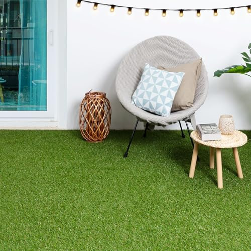 Steffensmeier Kunstrasen Rasenteppich Park Meterware | wasserdurchlässig UV- Beständigkeit für Balkon, Terrasse, Garten | Grün, Größe: 400x600 cm