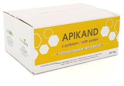Bienenfutter - Zucker-Teig - Zucker-Paste - Landwirtschaftliches Zubehör - Natürliche Produkte - Imkerei - Honig - Bienenhaltung - Apikand Bienenfondant Teig mit Pollen 20 x 1kg
