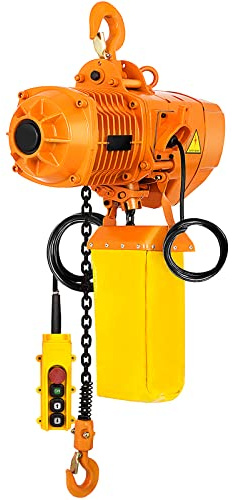 VEVOR Polipasto Eléctrico de Cadena 1,1kW Capacidad de Carga 149,7kg Altura Máxima de Elevación 1 T Grúa Puente Monofásico con Cadena G80 Control Remoto con Cable de 3,3m para Garaje, Taller, Hotel
