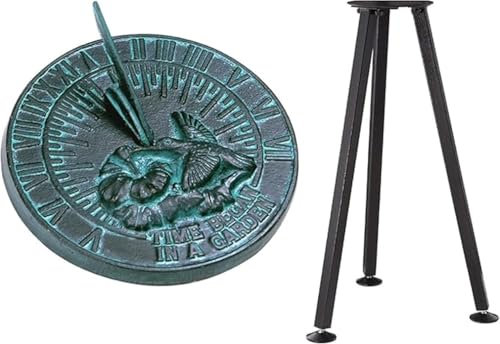 ANTIKMEDIEVAL Kolibri solur, gjutjärn med Verdigris finish -10