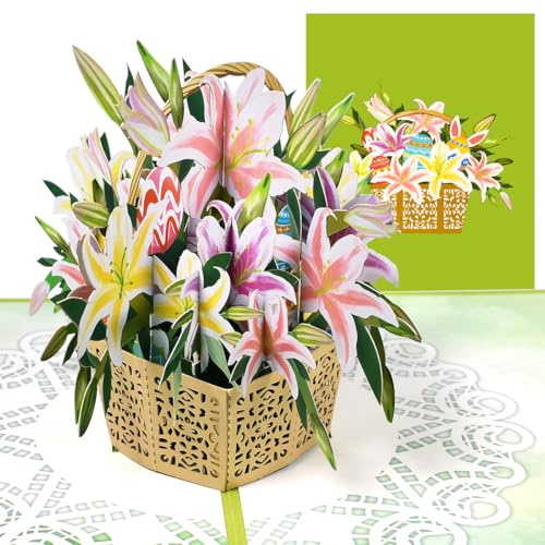 CNLITIHEKA Lily - Carte de Pâques pop-up 3D - Pour maman, famille, amis - Enveloppe incluse
