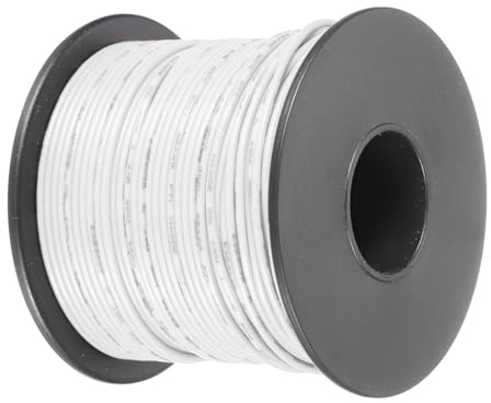 sourcing map Bobine de fil de cuivre étamé UL1007 en PVC 22 AWG pour connexion interne, blanc, 50 m
