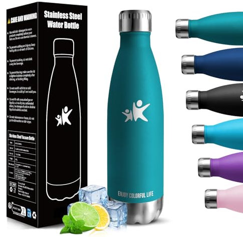 HoneyHolly Botella Termica - 500ML - Botella agua Acero Inoxidable, Termo con pared Doble Aislamient, de Fugas, Cantimplora Termica para Niños, Deportiva, Gym - Conserva 12 Horas Caliente, 24 frio