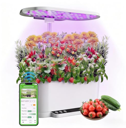 Zertylre Sistema di coltivazione idroponica, controllo Wi-Fi e app, 15 fori, dispositivo idroponico con sistema di illuminazione a LED da 36 W e display LCD, serbatoio dell'acqua da 6 litri