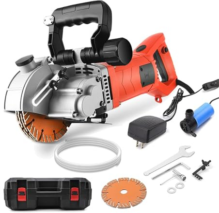 WUCIOA Scanalatrice elettrica da 4800 W, Macchina per scanalature a Muro con Pompa dell'Acqua, Impugnatura Anteriore Regolabile a 180°, Copertura Protettiva Regolabile, scanalatrice per Cemento