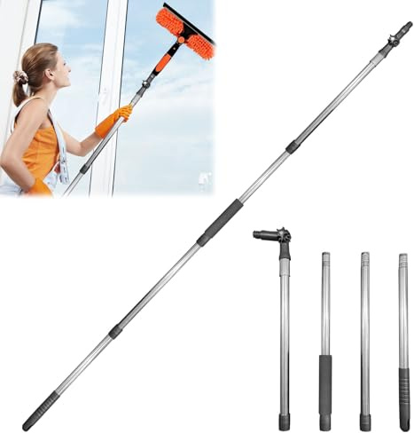 Palo Extensible de 39cm, Palo Telescopico para Limpieza de Ventanas Pértigas Telescópicas Universales Escoba Telescópica con Punta Metálica Giratoria para Cepillo de Pared Limpieza de Piscinas