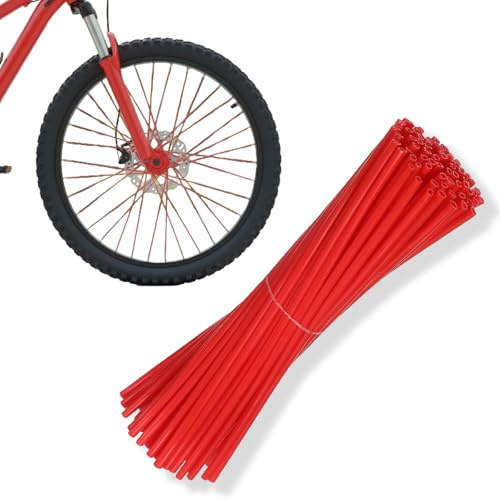TARGONIX 72Pcs Red Spoke Covers for Motorcycle and Bicycle Wheels, Plastic Bike Spokes Tubes for Wheel Decoration and Protection, Easy Fit Wheel Reflector Covers for Off-Road Bikes and Wheelchairs