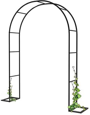 Arco de rosas de jardín de metal de 140 cm de ancho, soporte para plantas trepadoras, elegante decoración de árbol Pera perfecto para vides y rosas, arco resistente (140 x 230 cm)