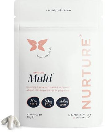 Nurture Pregnancy Multivitamin - Essential Prenatal Vitamins & Minerals with Vitamin D & Gentle Iron - Clinically Proven Ingredients - Professor Formulated Supplement - 4 Weeks Supply
