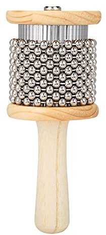 Instrumento de percusión cabasa de madera con agitador manual, cabasa pequeña para niños y estudiantes, sonajero de cuentas de madera de acabado liso con mango ergonómico para el