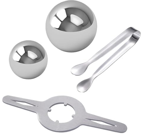 Espresso CoolingBalls - 4 piezas de acero inoxidable, piedras para enfriar, herramienta de sabor sin dilución, accesorio de refrigeración de bebidas, control de temperatura estable, juego de bolas de