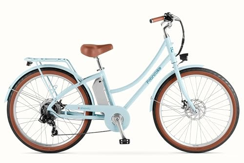 FabricBike E-Stepcity Vélo Électrique – 250W, Batterie 36V, Autonomie 60 km, 7 Vitesses Shimano, Freins à Disque, Cadre Ouvert, Éclairage & Porte-Bagages (Blue)