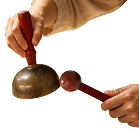 Meditationskanna meditationsklanginstrument med trähammare | Tibetanska ljudskålar för nybörjare, mindfulhetsövningar, böner, avslappningsövningar, yogaövningar, hem, rum för