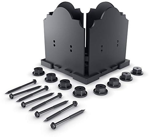 OZCO Laredo Sunset Post Base Kit, 8in x 8in, 1 Kit with Hardware, Black
