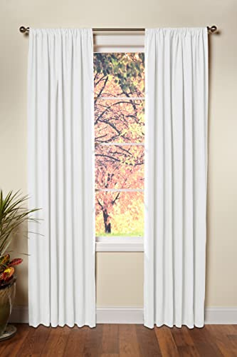 COTTON CRAFT White Curtain Window Panel Drapes - Set of 2 - Thick Cotton Duck Fabric Reverse Tab Top Window Treatment - Bonus Tie Backs - Clean Crisp Elegant Look - Bedroom Living Room - 50 W x 96 L