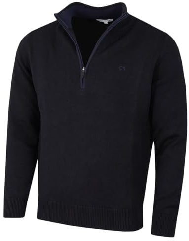 Calvin Klein Golf Mens Chunky Cotton 1/2 Zip Sweater - Midnavy - M