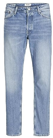JACK & JONES Straight Leg Jeans Loose Fit Relaxed Denim Vintage Style mit Knopfleiste JJICHRIS JJORIGINAL, Farben:Blau,Größe Jeans:W33 L30,Z - Länge L30/32/34/36/38:L30