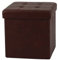La Maison Foldaway Ottoman Storage Blanket Toy Box Stool Faux Leather Chocolate Brown 38x38cm