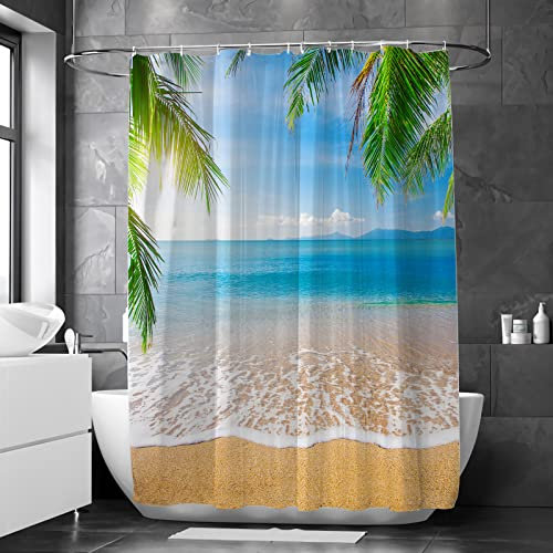 MUSOLEI Duschvorhang 180X180cm 3D-Druck Meer 180X180 Blau Anti-Schimmel Wasserabweisend mit Ringen waschbar für Badezimmer