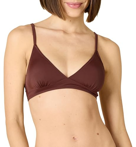 Amazon Essentials Women's Light-Support Triangle Bikini Swimsuit Top with Adjustable Straps, Deep Brown, Medium