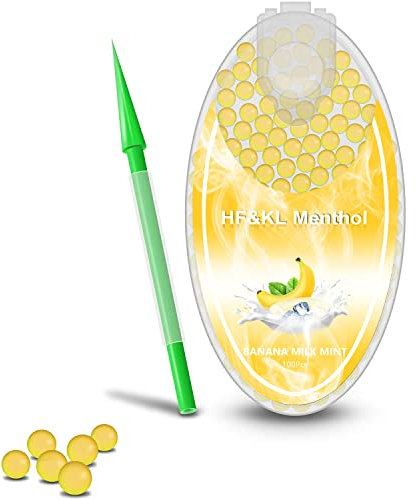 HF&KL Menthol Cigarette Crush Balls for Filters, 100PCS Portable Mint Crushballs, Menthol Aroma Capsules, Ball Shape Explosion Beads for DIY 100PCS (banana)