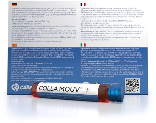 COLLAMOUV 100% Naturale Collagene da Bere 10000mg - Collagene Liquido Idrolizzato con Vitamina C ed Estratto di Rosa Canina per Supporto Articolazioni - Collagen Drink per Articolazioni in Salute