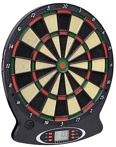 vidaXL Dartscheibe mit Darts Elektrisch Dartautomat Dartboard mit LCD-Anzeige 6 Darts 26 Spiele 185 Optionen 8 Spieler Schwarz Polypropylen