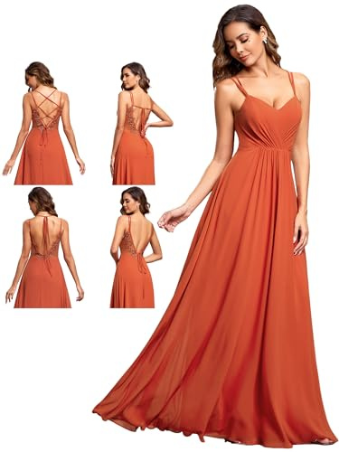 Ever-Pretty Vestidos de Dama de Honor Largo Elegantes Sin Mangas Cuello en V Cintura Imperio Formal ES01692