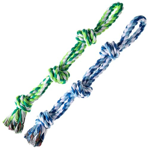 XIGOU Dog Rope Toy, 2 Pcs Indestructible Dogs Toys, Dog Chew Toys for Aggressive Chewers, Tough Puppy Teething Chew Toys for Boredom, Dental Cleaning Tug of War Dog Toy, Great for Small to Large Breed