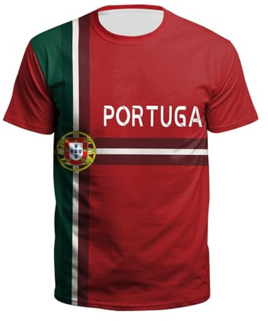 YuanDiann 2024 Europeisk/amerikansk fotbollskopp T-shirt fans animera sport T-shirt herr dam barn nationell flagga tryck kortärmad rund hals t-tröja T-shirt, Portugal 1#, M