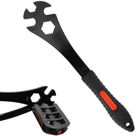 Oumers Werkzeug Pedalschlüssel, Pedalschlüssel mit 323 mm Extra Langem Griff, Multifunktionaler 15 mm 16 mm Pedal Entfernungswerkzeug und 24 mm Sechskantloch für Fahrradwartung und -Reparatur