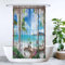 Ulticool Duschvorhang – Strand Meer Natur - 120 x 180 cm - Waschbar - Anti Schimmel - mit 8 Ringen - Blau Weiß Grün