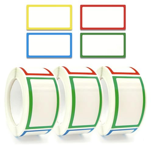 750 Stück Klebeetiketten zum Beschriften, Aufkleber zum Beschriften Namensschild Aufkleber Selbstklebend Klebeetiketten Namensschildaufkleber mit Farbigen Rändern Bunte Name Tag Sticker