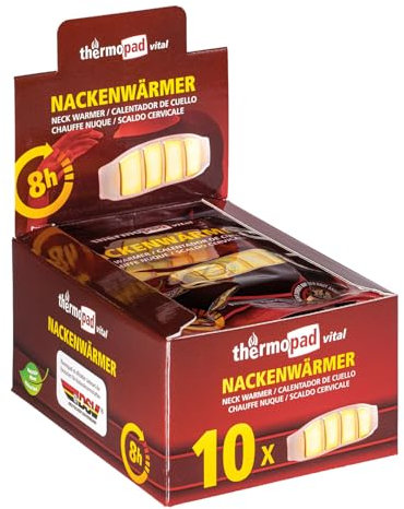 THERMOPAD Nackenwärmer – DAS ORIGINAL: 10x Wärmepflaster für 8 Stunden Wärme I Sofort einsatzbereite Wärmeauflage mit extra warmen Heatpads – Heizkissen als Schulterwärmer oder Nierenwärmer