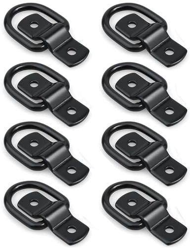 Greluma 8 Pièces Ancrages d'arrimage Robustes, Anneau d'arrimage en D de Couleur Noire pour Charges sur remorques, camions, Camping-Cars, fourgonnettes, VTT, SUV, Bateaux, etc.