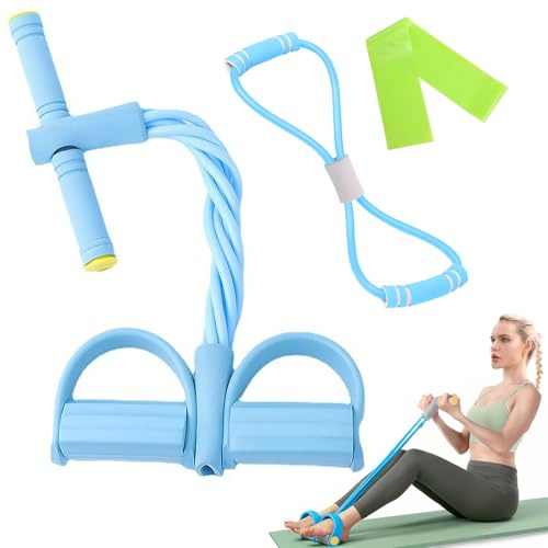 lomdung Fitness Corda Eelastica per Pedali con Figura 8 Estrattori e Fasce Fitness, Corda Elastica in Gomma a 6 Tubi, Fasce per Esercizi Fitness Sicure Non Tossiche, per Allenamento Vita Gambe Addome