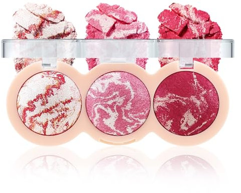 Boobeen Baked Powder Blush, Fard Pressato Illuminante per il Viso, Trucco in Polvere per la Finitura, Tinta Naturale per le Guance, Bagliore a Lunga Durata, Facilmente Sfumabile