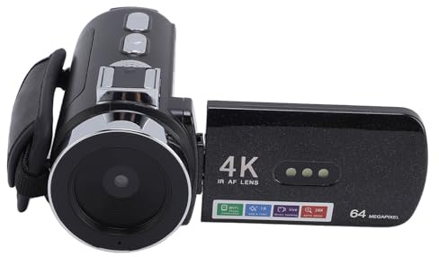 Qukaim 4K 64 MP videokamera, HD 28X digital zoom, digital videoinspelare, 3 tums roterande skärm, LED-ljus för resor och inspelning