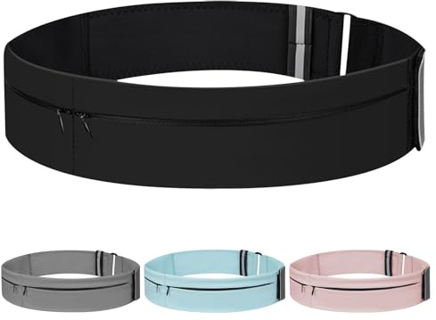Running Belt for Women and Men Lightweight Running Waist Belt with Water Bottle Pocket, Multi-Pocket Phone Holder Running Pouch (1, Black, Medium-23.6 - 33.5)