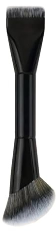 Foundationborste, flytande konturverktyg, syntetisk borste med dubbla ändar, mjuk och skulpterande design, precision sminkborste för concealer, brons, ögonskugga, 17 x 4 x 3 cm