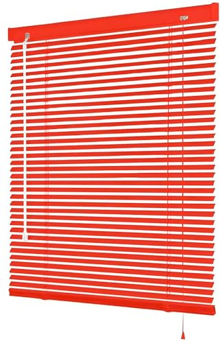 Aluminium Jalousie mit Bohren, 25mm Jalousette Horizontale für Fenster Innen Außen Küche Haushalt Sichtschutz Blendschutz Lichtschutz 100x130cm,95x130cm, 80x130cm(Rot)