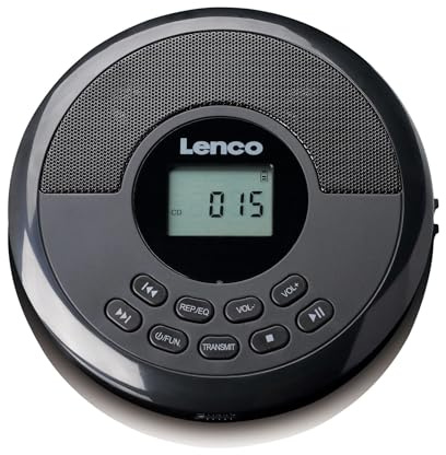 Lenco CD-340BK Discman Bluetooth® med inbyggda högtalare - USB MP3 CD-spelare - uppladdningsbart batteri - stötskydd - svart