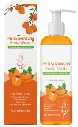 Persimmon Goat Milk Soap, Natural Deodorant Shower Gel & Cleansing Bar for Body Odor Control, Bath Set Pamper Gifts For Women, Deeply Cleansing and Moisturizing (120ml, B)