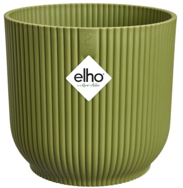 elho Vibes Fold Round 14 - Flower Pot from 100% Recycled Plastic - Indoor Plant Pot - Ø 14.1 x H 12.9 cm - Green/Fern Green