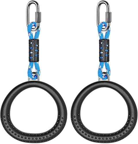 SELEWARE Gymnastikringar utomhus fitnessring – 2 st gymnastikringar barn gymnastik kalistenutrustning med rep rem pull-up träningsringar för gym hem fitness 1000 kg kapacitet