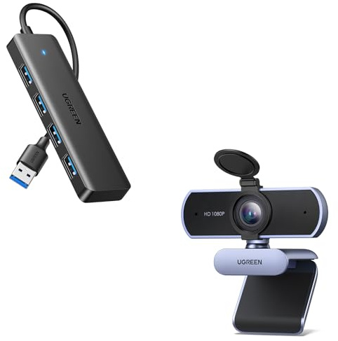 UGREEN Webcam Full HD 1080P 30FPS et Hub USB 3.0 4 Data Ports