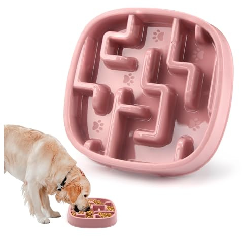 Genérico Cuenco de alimentación Lenta con Disco Giratorio antigolpes for Perros y Gatos, Plato de alimentación for Mascotas for Evitar Asfixia(23008pink(Bag))