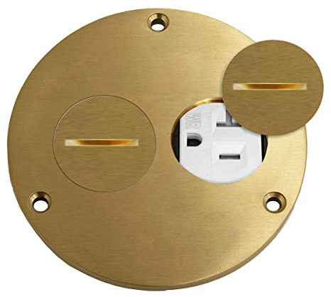 ENERLITES 975501-C Screw Cap Floor Box Cover, 4 Diameter, 20A Tamper-Weather Resistant Receptacle Outlet, Watertight Gaskets, 975501-C, UL Listed