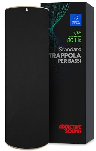 Addictive Sound Bass Trap Cilindrico Standard - Trappola Bassi Studio - Lana Acustica Specializzata 80-210 Hz - Produzione UE - Impilabile - Garanzia 36 Mesi - 98cm, Nero